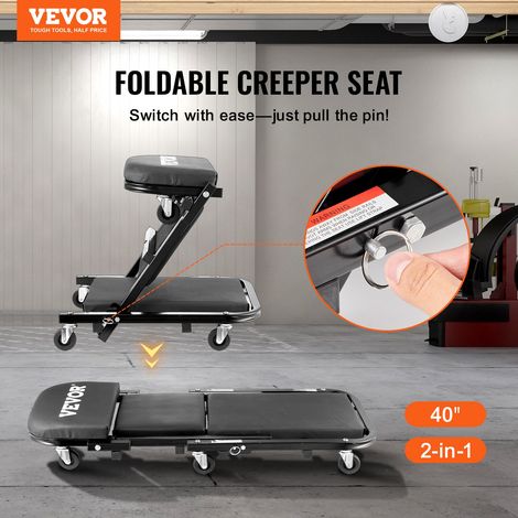 Chariot de Visite Pliable en Z, Tabouret d’Atelier 101,6 cm Charge 204,1 kg, Tabouret de Mécanicien Cadre en Acier, avec 6 Roues et… (1/5)