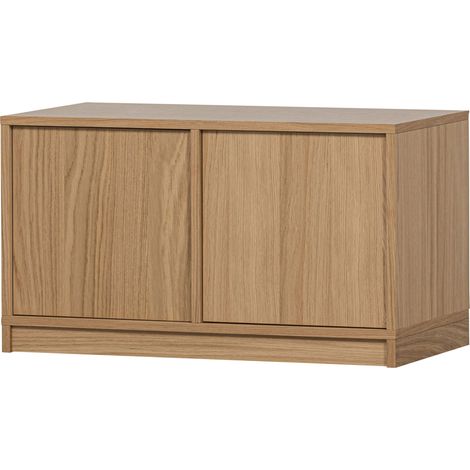 Buffet bas 2 portes 77x40x44 cm en placage chêne - TORLA (1/5)