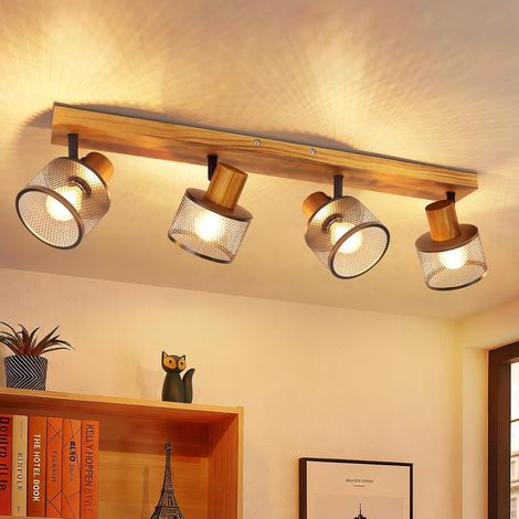 ZMH Éclairage Plafond 4 Sources E14 Module Lumineux Rétro Éclairage Salon Finition Sombre Structure Métallique Déco Cuisine Chambre Sans Ampoule (1/5)