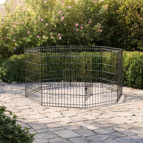 Barrière pour chien 8 panneaux métal 76 cm negro en métal (1/5)