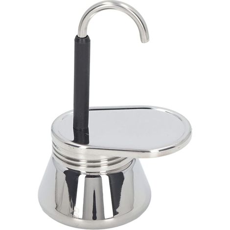 Kleine Moka-Kanne aus Edelstahl (lebensmittelecht) mit einem Ausguss, robust und leicht – ideal für die Zubereitung von italienischem Kaffee zu Hause oder beim Camping, geeignet für Herdplatten.