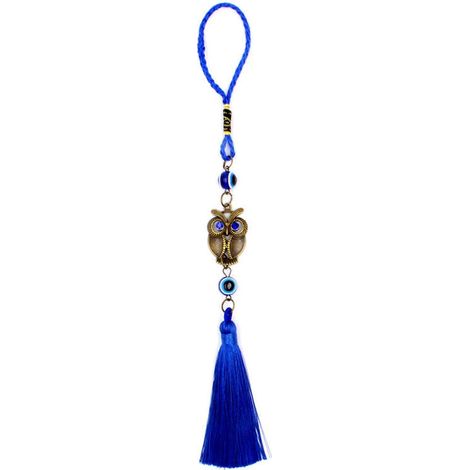 Türkisblaue Amulette gegen den bösen Blick, Wandanhänger, Eulenquasten-Ornament für Zuhause und Auto zum Schutz