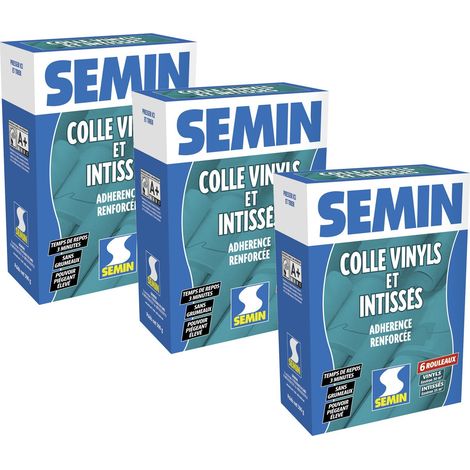 Lot de 3 colles en poudre pour papiers peints vinyls et intissés Semin - boite de 300 g