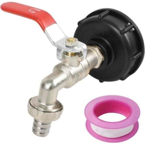 IBC S60X6 to Brass Adapter, 1/2" Coarse Thread Tap, S606 Alloy Garden Hose/Tap to 1/2" + Plastic Nipple MUMU (1/4)