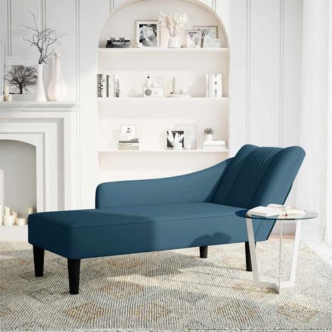 Fauteuil relax Fauteuil long avec accoudoir droit bleu velours (1/5)