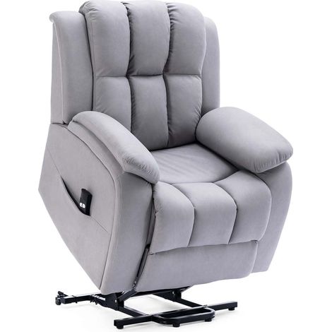 BROOKLINE ELECTRIC FABRIC SINGLE MOTOR RISER RECLINER LIFT MOBILITY TILT CHAIR GREY (1/5)