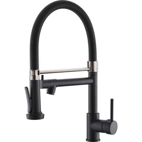 Robinet de cuisine Robinet de cuisine avec pulvérisateur Robinet d'évier de cuisine Robinet de cuisine avec pulvérisateur Noir mat (1/4)