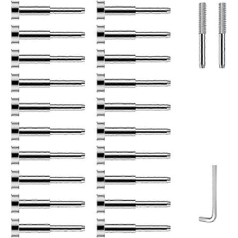 Kit de 20 pièces pour garde-corps à câbles invisibles pour câble métallique de 3,2 mm (1/8 po), tendeur à sertissage invisible SST316, garde-corps à câbles entièrement dissimulé bs (1/5)