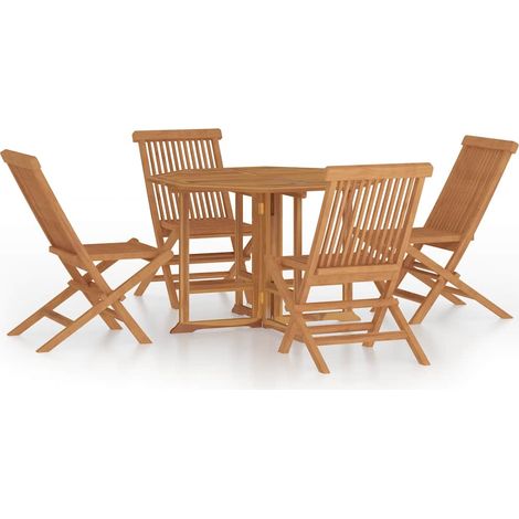 Maison Exclusive - 5-tlg. Garten-Essgruppe Klappbar Massivholz Te