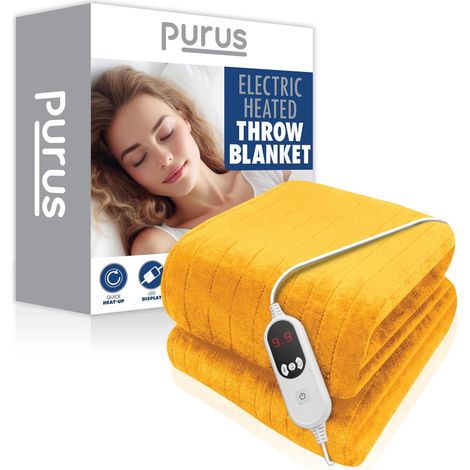 Purus Gold XL Heated Throw Electric Blanket 180 x 130cm Micro Fleece 9 Heat Settings 12 Hour Timer (1/5)
