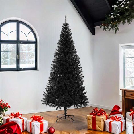 vidaXL Árbol de Navidad artificial con soporte PVC negro 180 cm (1/2)