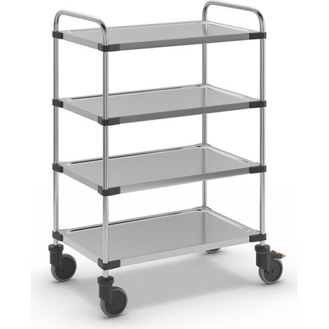 Certeo, Chariot de service en inox, à 4 plateaux, L x l x h (1/5)