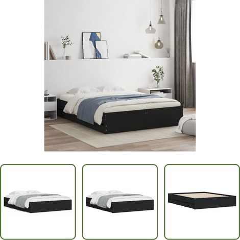 vidaXL Schubladenbett - Bettgestell mit Schubladen Schwarz 140x200 cm Holzwerkstoff (1/5)