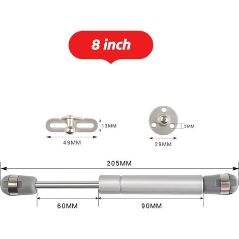 (2 vérins à gaz argentés de 20 cm (8 po) - 100 N - Amortisseurs, charnières à fermeture douce, supports de porte de meuble ou de boîte de rangement)