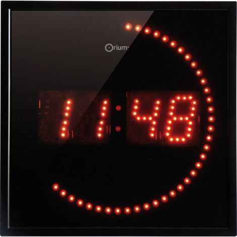 Horloge à LED rouge 28x28cm – Aluminium – 220V – Modèle 2 en 1 pour espaces modernes – Orium (1/6)