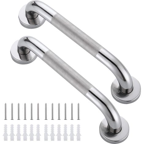 Haltegriff für die Dusche, 2 Stück, Haltegriff aus Edelstahl 304 für ältere Menschen mit gerändelter Oberfläche, rutschfester Duschgriff, Sicherheitsgriff für ältere Menschen/Behinderte/Kinder