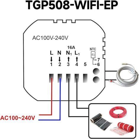 FOREHILL WLAN-programmierbarer Smart-Thermostat 16A für elektrische Fußbodenheizung, kompatibel mit FOREHILL und Google Assistant, für Tuyu und Smart Life Sprachsteuerung (1/3)