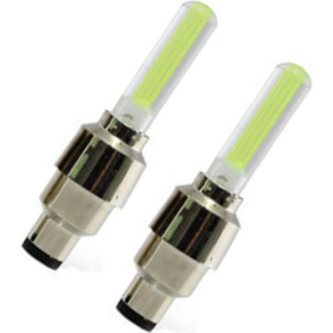 Lot de 2 lampes lumineuses pour valve de pneu de moto, décoration universelle pour la conduite de nuit, compatible avec voiture, moto et vélo (jaune). (1/5)