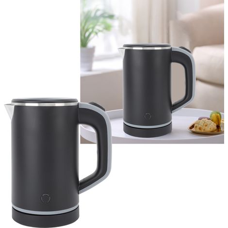 Bouilloire électrique domestique, acier inoxydable 304, double paroi isolante, petite bouilloire de voyage, noire, norme européenne, 220 V (1/5)