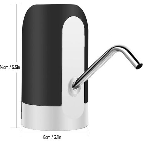 Pompe à eau électrique automatique, distributeur de gallons, bouteille universelle rechargeable sans bruit avec interrupteur et câble USB pour la maison, le bureau et l'extérieur, noir (1/5)