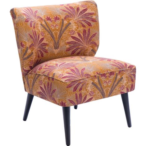 Fauteuil crapaud en tissu orange à motifs - RANCHI