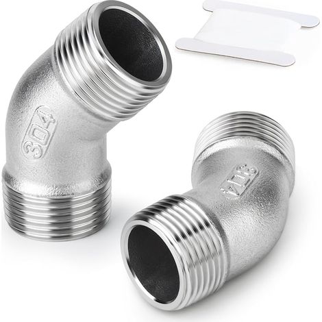 2 pièces 1/2" BSP 304 Inox 45 degrés Connecteur de tuyau pour raccords de tuyaux (1/5)