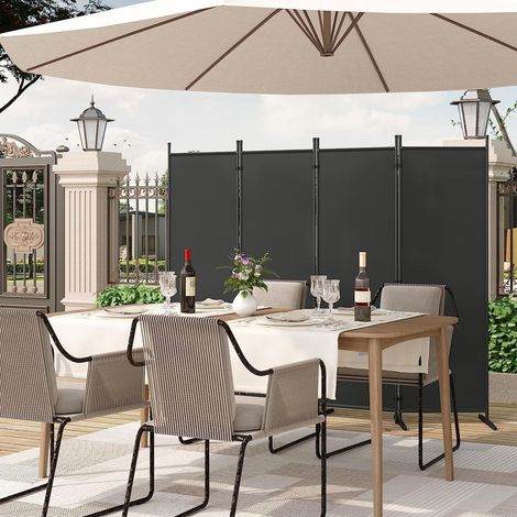 WOLTU Paravent, Raumteiler 4 TLG 223x177 cm, Trennwand klappbar freistehend Sichtschutz, Raumtrenner innen Outdoor Garten Balkon Terrasse, Raumtrenner Dunkelgrau (1/4)