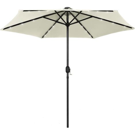 Sonnenschirm mit LED-Beleuchtung und Alu-Mast 270 cm Sandweiß