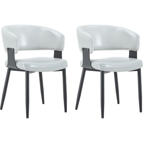 Chaises de salle à manger style mid-century moderne, lot de 2, fauteuils rétro avec accoudoirs en forme de tonneau et dossier à motif, chaises de cuisine en similicuir avec pieds robustes pour la mais (1/5)
