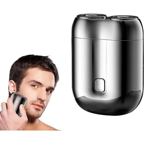 Rasoir électrique à double tête de rasage - Rasoir de poche - Rasoir - Rasoir électrique - Rechargeable par USB - Gris (1/5)