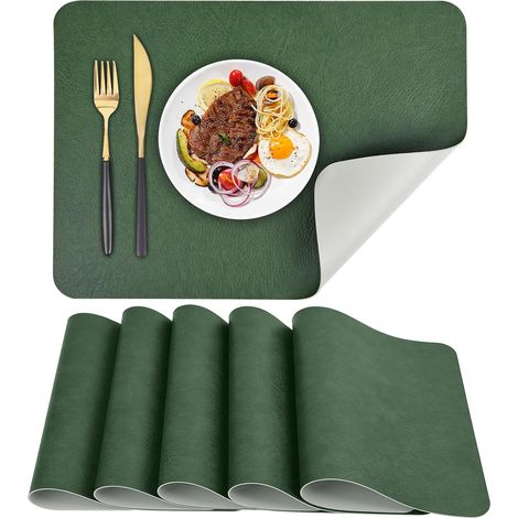 Set of 6 Washable Placemats Imitation Leather 43 x 30 cm (1/5)
