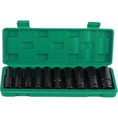 Douille à chocs 1/2 pouce carré, jeu de 10 pièces pour entretien et maintenance, embouts hexagonaux pour clé à chocs. (1/5)