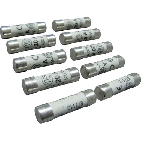 Lot de 10 fusibles céramique 8.5x31.5mm, 20A, 400V - Tibelec