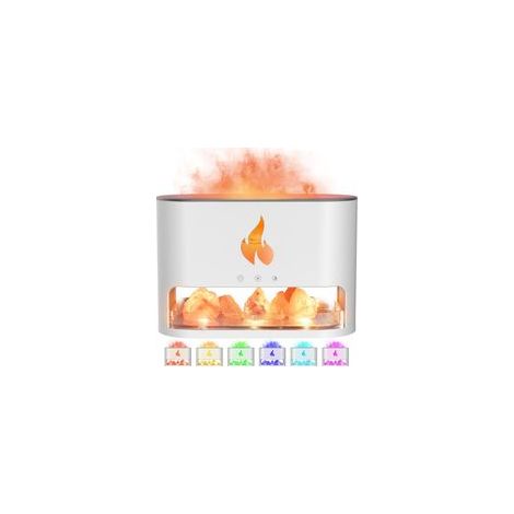 Blanc,Diffuseur d'Huiles Essentielles avec Lampe de Sel de l'Himalaya, 250ml, Humidificateur à Brume Froide, Luminosité Multicolore