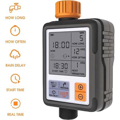 Temporizador de riego digital programable - Pantalla grande de 3 pulgadas, resistente al agua IP65 (1/4)