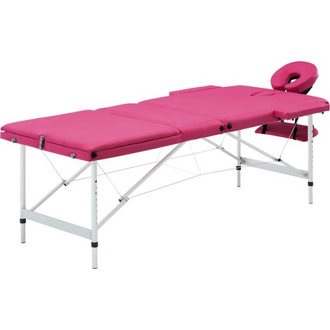 vidaXL Table de massage pliable 3 zones Aluminium Rose (1/5)