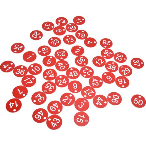 Packung mit 50 nummerierten Bienenstocketiketten (1-50), Klassifizierungsmarkierung mit Loch, rot, Imkerzubehör zur Kennzeichnung von Bienenstöcken (1/5)