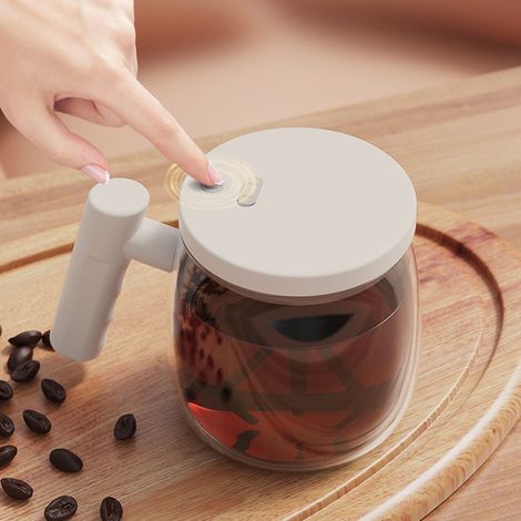 Tasse À Mélange Automatique - Verre Borosilicaté - Pour Café Lait Chocolat Poudre Protéinée - 10 x 10 x 7,5 cm - 1 Pièce (1/5)
