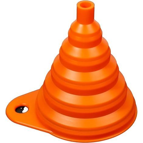Entonnoir de cuisine pliable en silicone, anti-éclaboussures, avec support, orange (1/5)