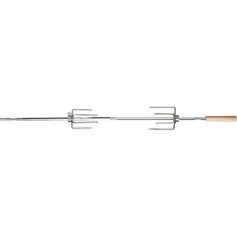 Cook'In Garden – Rôtissoire et tourne-broche barbecue 79,3cm – Charge maximale 10kg – 2 fourchettes en acier chromé – Manche en bois anti-brûlures