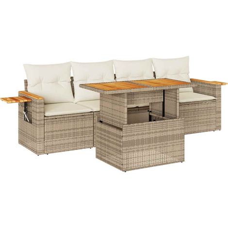 Maison Exclusive - Set sofás jardín y cojines 5 pzas ratán sintét (1/5)