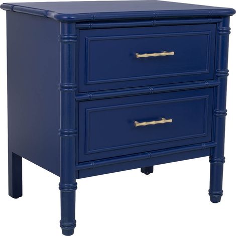 Mesita de noche de madera azul 60x40x60h cm (1/5)