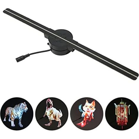3D HD Projection Advertising Machine, Hologram Fan with 224 LED Beads, 2 Sheets, 2000x224 Pixels, Multifunctional Rotating Projector (1/5)