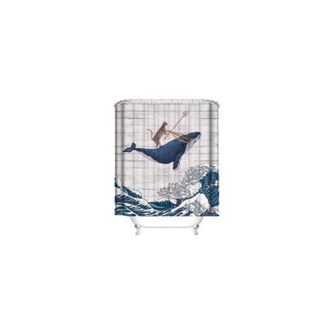 Rideau de douche imperméable avec motif chat – Décoration originale de salle de bain – 180 × 200 cm (1/4)
