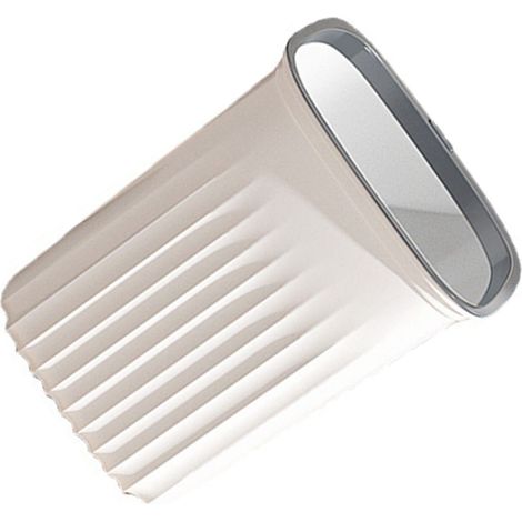 Poubelle Kitchen Toilet en Plastique Carrée Multifonction - Modèle Blanc Grand - Matériau Excellente Résistant et Design Rayures avec Anneau de Compression Anti-Glissement - 430g (1/5)