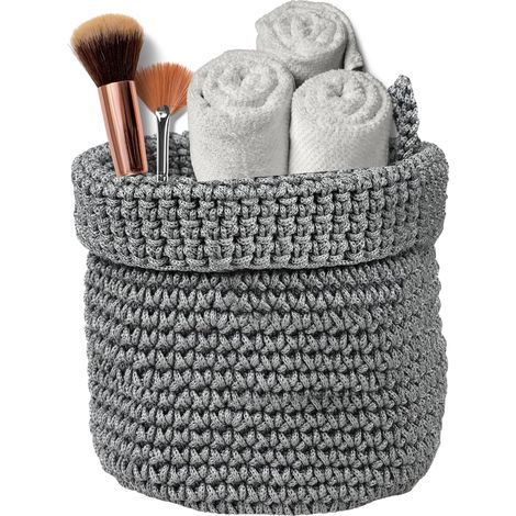Paniers de Rangement Boîtes De Rangement Organisateur Décoratifs Panier En Tissu Pour Petits Objets Serviettes Et Articles De Toilette 1 Pc 14x14 cm (1/5)