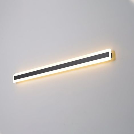 Applique Murale d'intérieur à Longue Bande, Applique Murale linéaire Noire avec Abat-Jour en Acrylique Blanc, Applique Murale Moderne à LED, éclairage Mural de Fond de Couloir Simple 3000K (1/5)