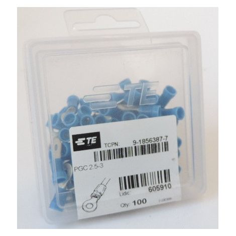 Cosse préisolée bleue cuivre étamé 1 à 2.6mm² bornage 3mm (boite de 100) PGC 2.5-3 Tyco