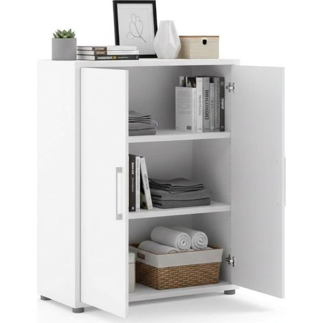 Dmora - Kommode Leocadie, Wohnzimmerbuffet, Wohnzimmer-Sideboard, Moderne Küchen-Speisekammer, 89x40 h113 cm, Weiß
