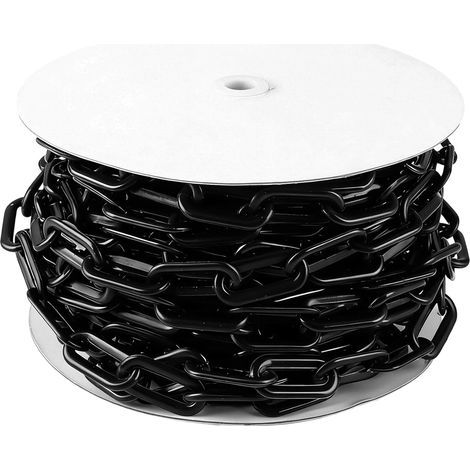 Chaîne de signalisation, 25 m, en plastique, 8 mm, noire, en plastique, pour bloquer les surfaces, barrière de parking (1/5)